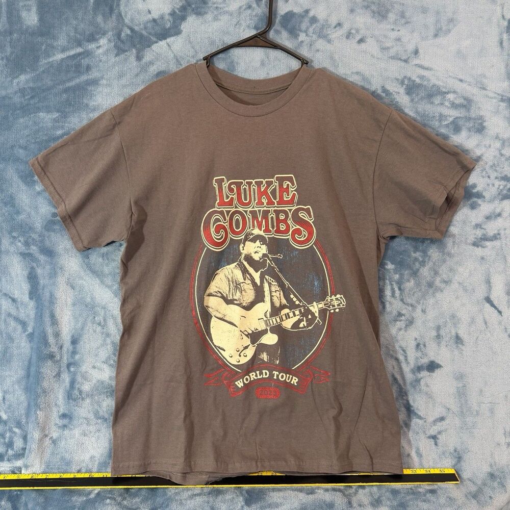Luke Combs World Tour 2023 Concert T Shirt Brown Mens Large L Bootleggers Tour